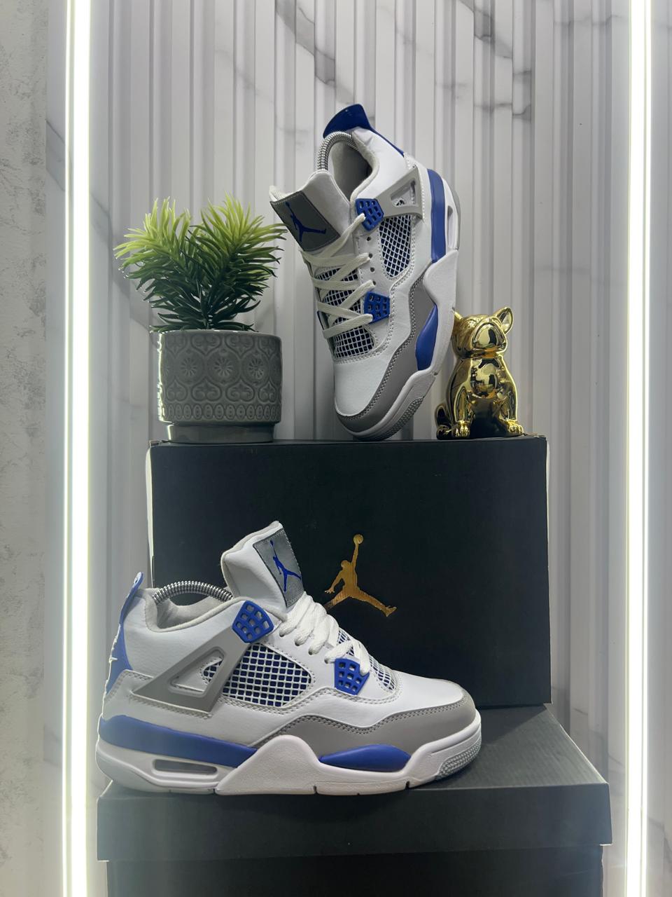 Retro 4 Blanco/Azul/Gris